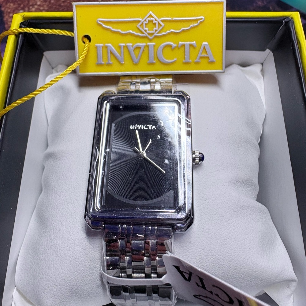 INVICTA Black Dial Silver Band Watch